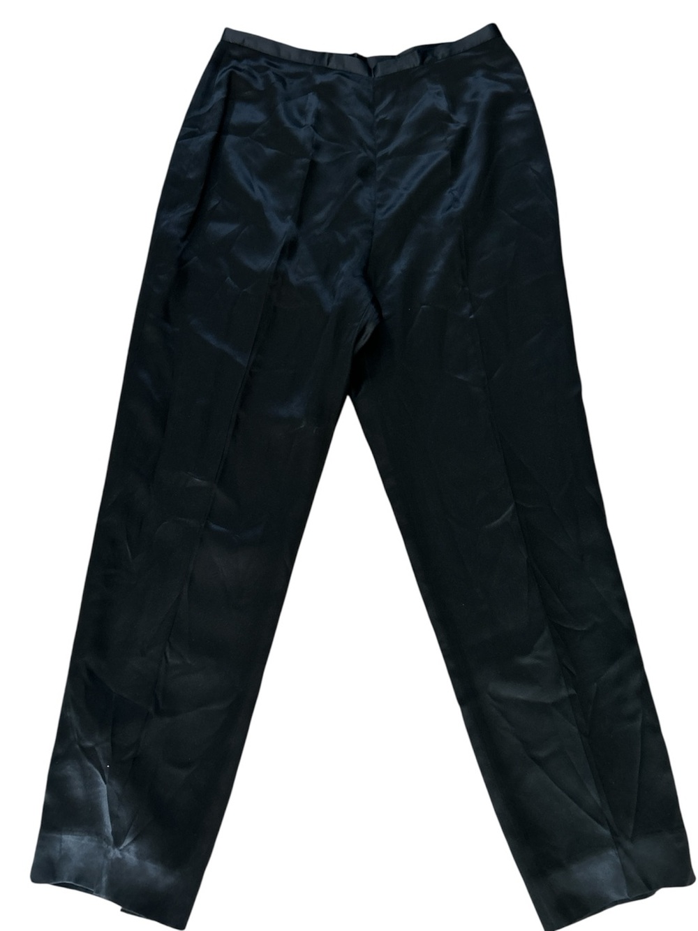 Shanghai Tang classic straight leg silk high waisted pants black size 8